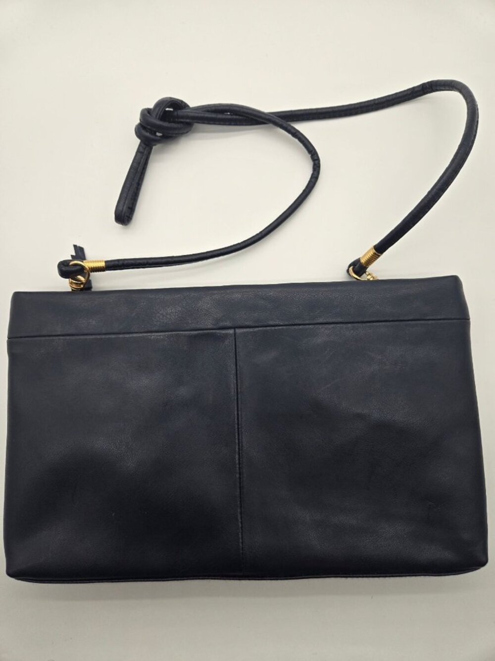 Vintage Appleseed's Navy Blue Leather Clutch Shoulder Bag EUC